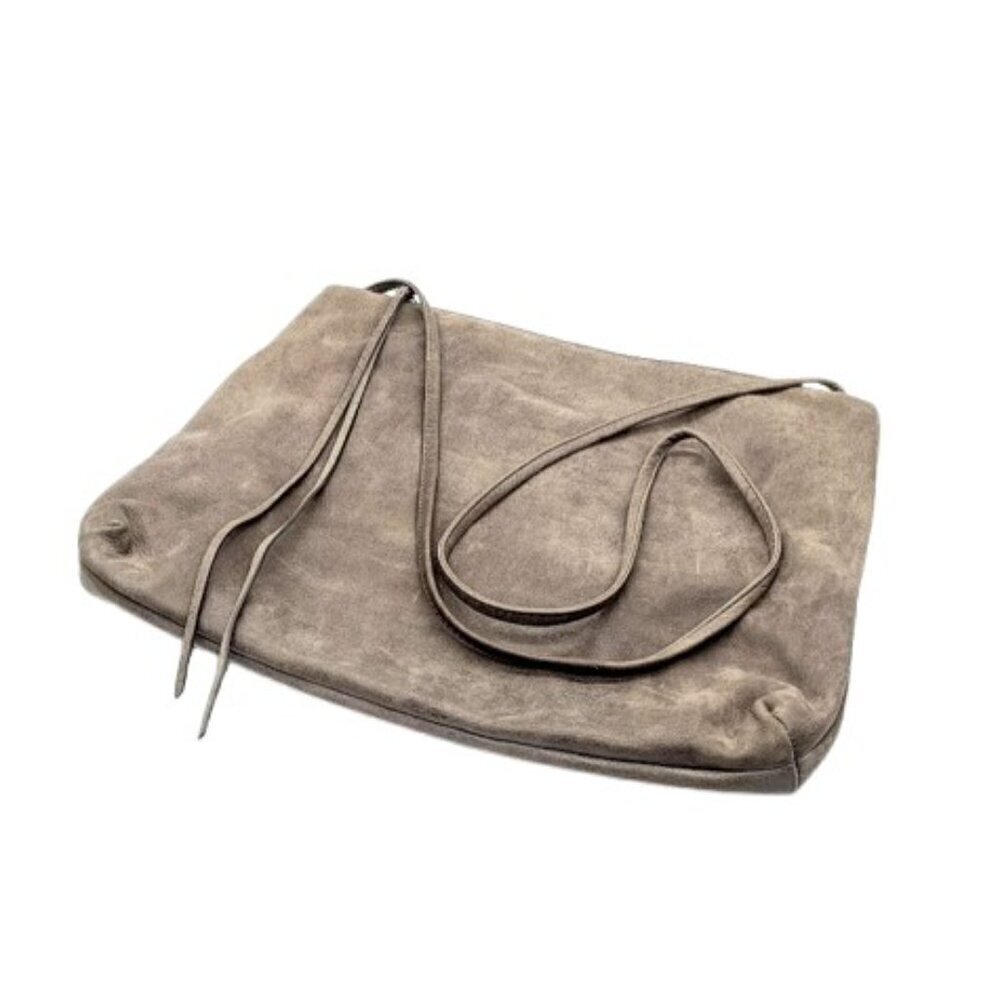Hobo Taupe Suede Leather Tote Bag
